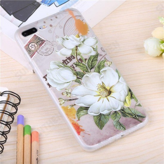 3D Relief Printing Fresh Flower Silicone Soft TPU Case for iPhone 7Plus 5.5 Inch