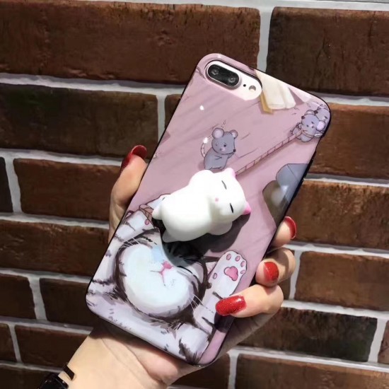 Cartoon 3D Squishy Squeeze Slow Rising Soft Lazy Cat Claws PC Case for iPhone 6 6s&6 6sPlus