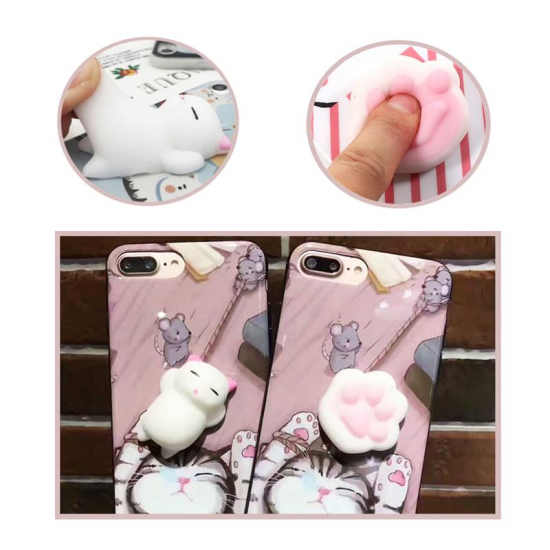 Cartoon 3D Squishy Squeeze Slow Rising Soft Lazy Cat Claws PC Case for iPhone 6 6s&6 6sPlus