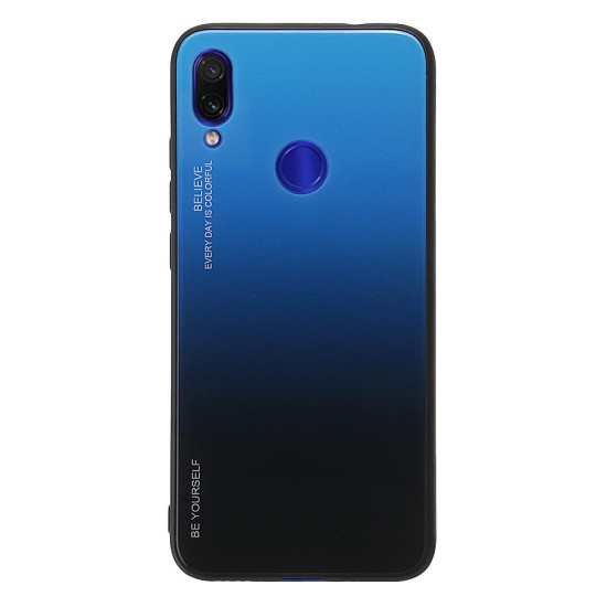 Gradient Color Tempered Glass + Soft TPU Back Cover Protective Case for Xiaomi Redmi Note 7 / Note 7 Pro Non-original