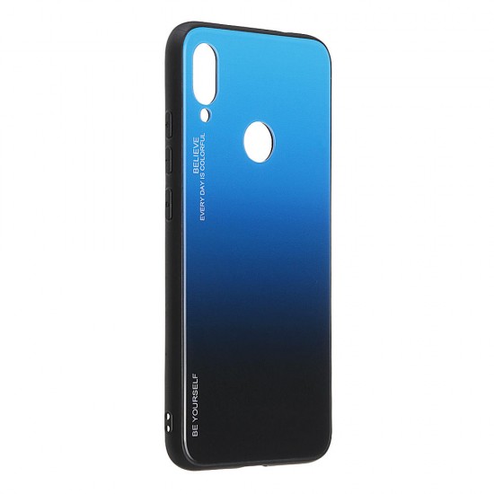 Gradient Color Tempered Glass + Soft TPU Back Cover Protective Case for Xiaomi Redmi Note 7 / Note 7 Pro Non-original