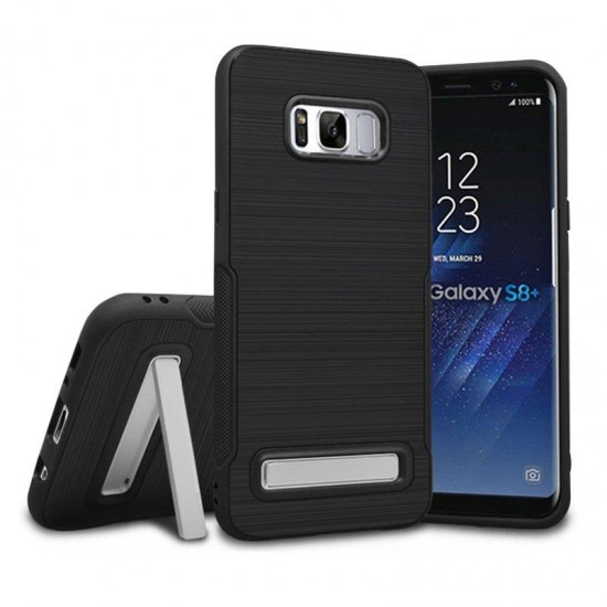 Brushed Finish PC Collapsible Kickstand Anti Skid Anti Fingerprint Case For Samsung Galaxy S8 Plus