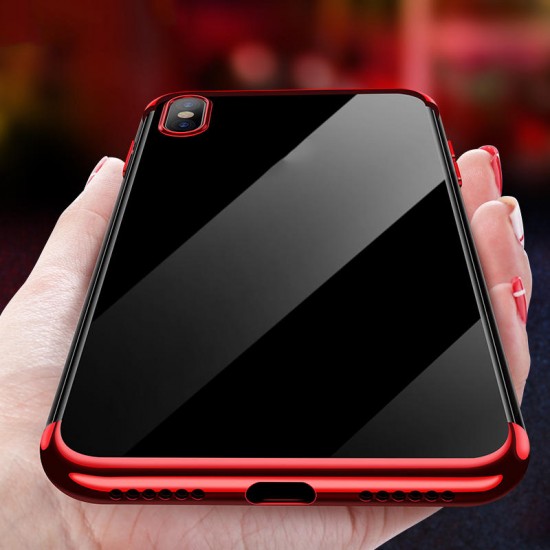 Plating Shockproof Transparent Soft TPU Protective Case for iPhone XS Max 6.5 inch