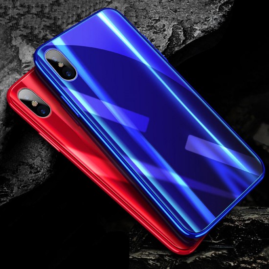 Laser Bling Gradient Color Scratch Resistant Tempered Glass Protective Case For iPhone X