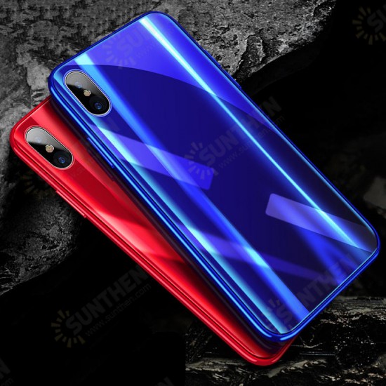 Laser Bling Gradient Color Scratch Resistant Tempered Glass Protective Case For iPhone X