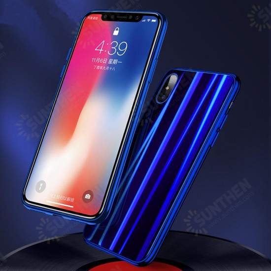 Laser Bling Gradient Color Scratch Resistant Tempered Glass Protective Case For iPhone X