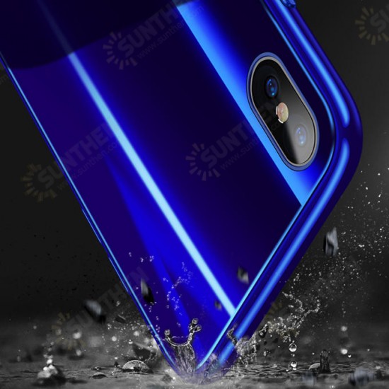 Laser Bling Gradient Color Scratch Resistant Tempered Glass Protective Case For iPhone X