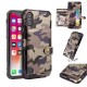 Camouflage Wallet Card Slots Protective Case For iPhone X PU Leather+TPU Cover