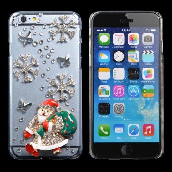 Christmas Gift Handmade Bling Santa Claus Case Cover For iPhone 6