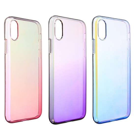 Color Gradient Shockproof Transparent Hard PC Case Cover for iPhone X