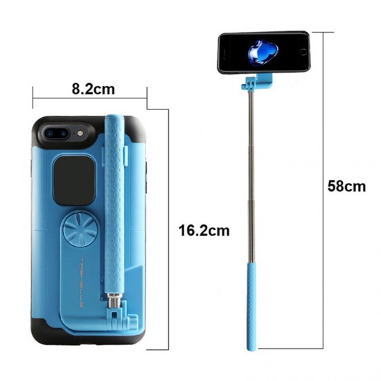 Creative All In One Portable bluetooth Selfie Stick with Remote Controller Protective Case for iPhone 7 / 8 / 7 Plus / 8 Plus