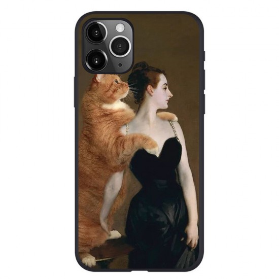 Creative Retro Oil Painting Gigantic Cat Pattern Protective Case Back Cover