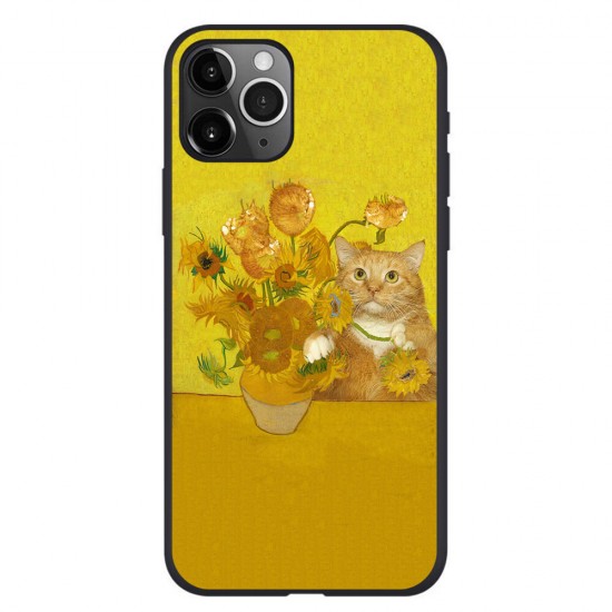 Creative Retro Oil Painting Gigantic Cat Pattern Protective Case Back Cover