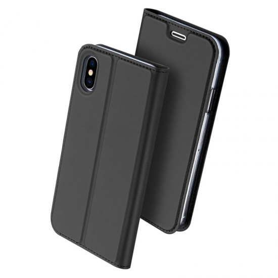 Magnetic Flip Card Slot Bracket PU Leather Case For iPhone X