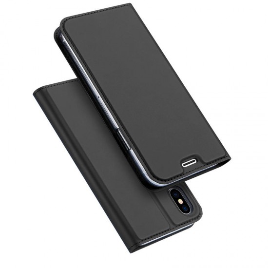 Magnetic Flip Card Slot Bracket PU Leather Case For iPhone X