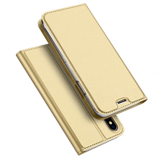 Magnetic Flip Card Slot Bracket PU Leather Case For iPhone X