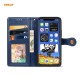 For iPhone 12 Pro Max Case Retro Litchi Pattern Flip with Mutiple Card Slots Wallet Stand PU Leather Full Cover Protective Cover