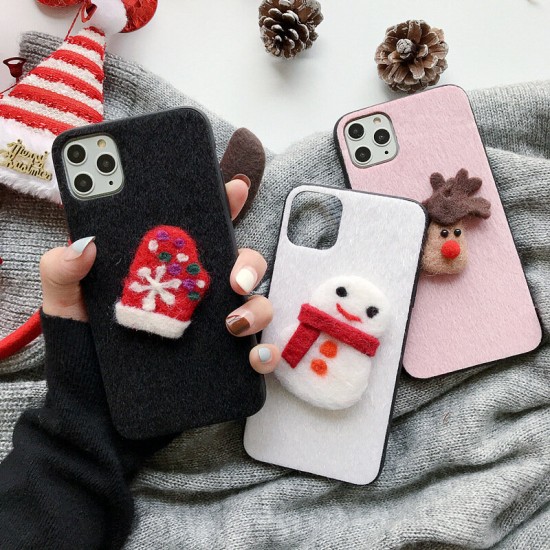 Fashion 3D Christmas Pattern Plush Protective Case Back Cover for iPhone 11 / 11 Pro / 11 Pro Max / X / XS / XR / XS Max / 6S / 6S Plus / 7 / 8 / 7 Plus / 8 Plus