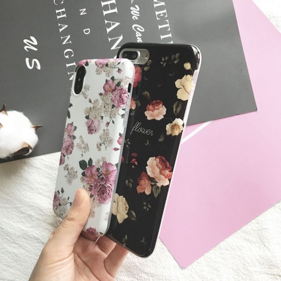 Fashion Flower Pattern TPU Protective Case Back Cover for iPhone X / 6S / 6S Plus / 7 / 8 / 7 Plus / 8 Plus