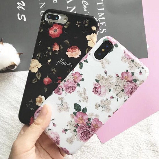 Fashion Flower Pattern TPU Protective Case Back Cover for iPhone X / 6S / 6S Plus / 7 / 8 / 7 Plus / 8 Plus