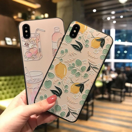 Fashion Food Cartoon Pattern 3D Embossed TPU Protective Case for iPhone X / XS / XR / XS Max / 6 / 7 / 8 / 6S Plus / 6 Plus / 7 Plus / 8 Plus