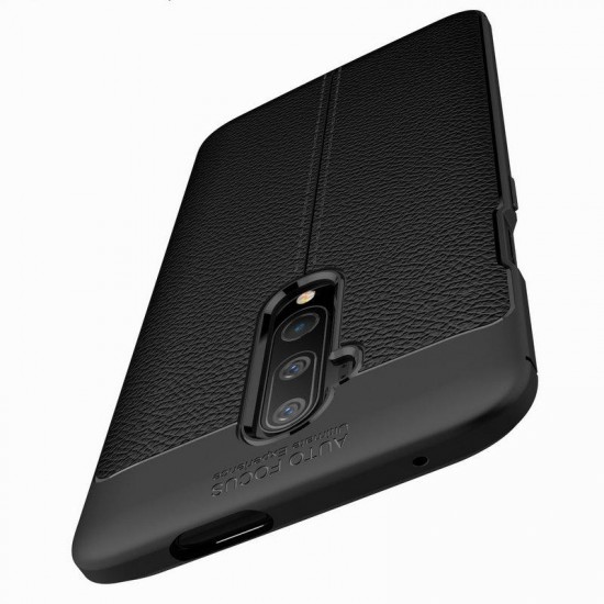 For OnePlus 7T Pro Case Luxury Litchi Pattern Shockproof PU Leather&Silicone Protective Case