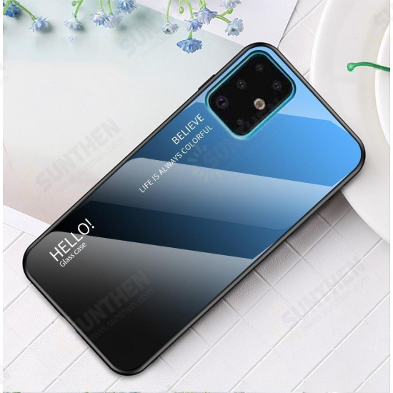 For Samsung Galaxy S20 Ultra Gradient Color Tempered Glass Shockproof Scratch Resistant Protective Case