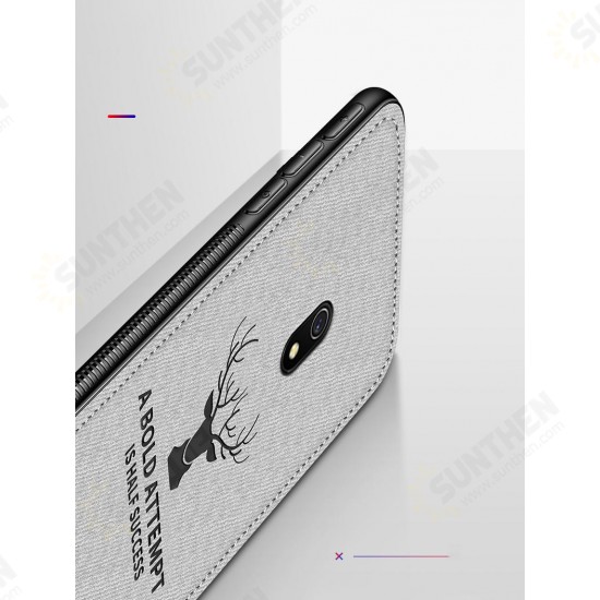 For Xiaomi Redmi 8A Deer Luxury Canvas Cloth Shockproof Anti-fingerprint Protective Case Non-original