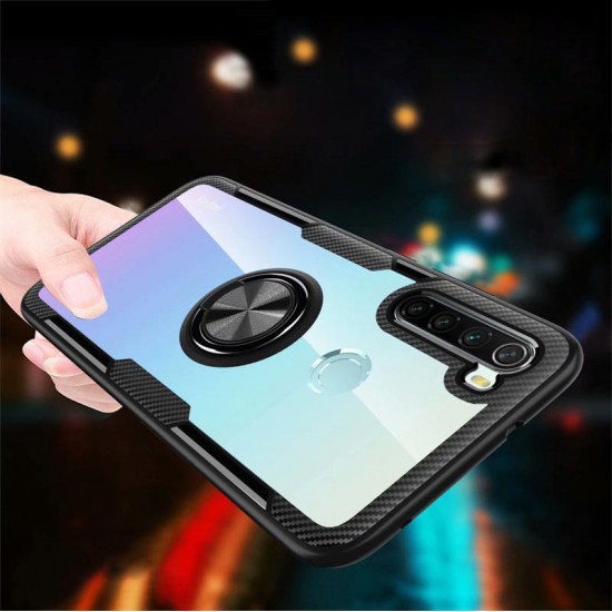 For Xiaomi Redmi Note 8 Case 360° Adjustable Ring Holder Anti-slip Shockproof Transparent TPU Protective Case Non-original