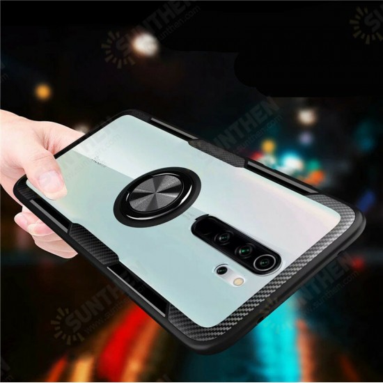 For Xiaomi Redmi Note 8 Pro Case 360° Adjustable Ring Holder Anti-slip Shockproof Transparent TPU Protective Case Non-original