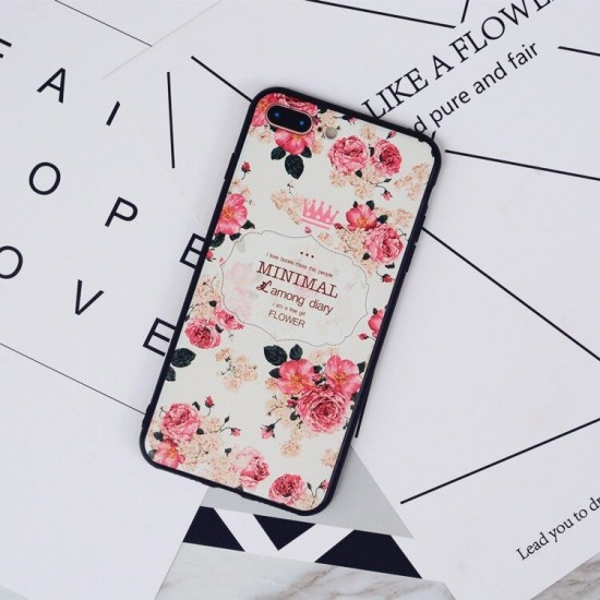 For iPhone 6 / 6S / 7 / 8 / 7 Plus / 8 Plus Case Retro Flower Pattern Soft TPU Shockproof Couple Protective Case Back Cover