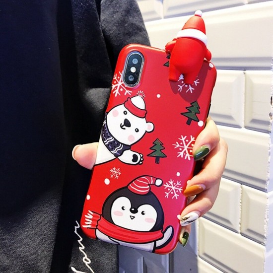 For iPhone 6 / 6S / X / XS / XS Max Case Merry Christmas Festival with Cartoon Toy Cute Protective Case Back Cover