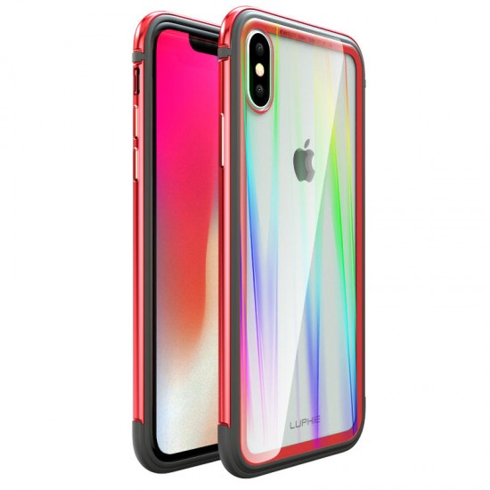 Protective Case For iPhone XR/XS/XS Max Gradient Color Scratch Resistant Tempered Glass+Aluminum+TPU Back Cover