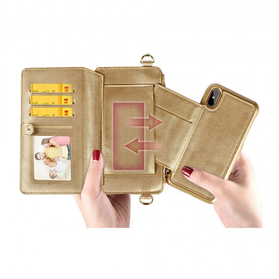 Multifunctional PU Leather with Card Slots Wallet Stand Full Body Shockproof Flip Protective Case Phone Bag