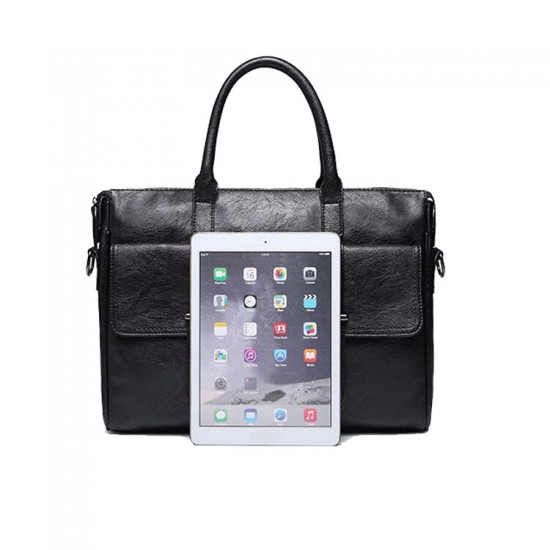 Men Business Casual PU Leather Briefcase Messenger Bag Tablet Laptop Office Shoulder Bag for iPad