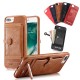 Multifunction Card Slot Bracket PU Leather Shockproof Case for iPhone 8