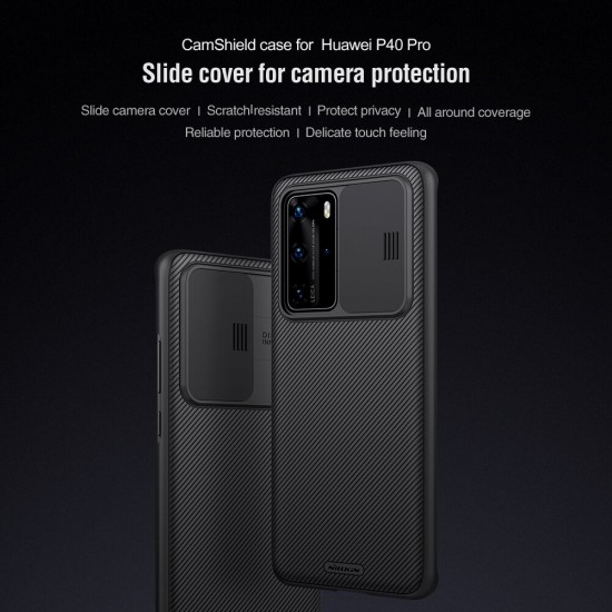 Bumper with Slide Lens Cover Shockproof Anti-Scratch TPU + PC Protective Case for Huawei P40 Pro