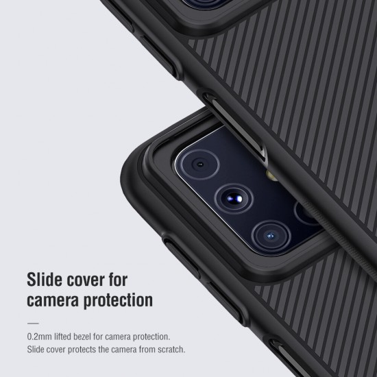 Bumper with Slide Lens Cover Shockproof Anti-Scratch TPU + PC Protective Case for Samsung Galaxy M31S