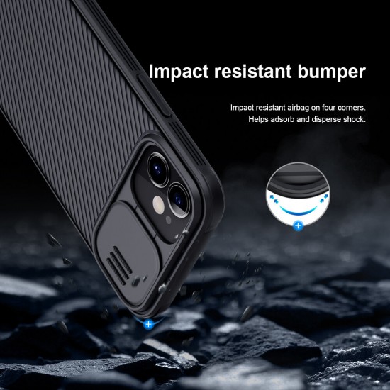 Bumper with Slide Lens Cover Shockproof Anti-Scratch TPU + PC Protective Case for iPhone 12 Mini 5.4 inch