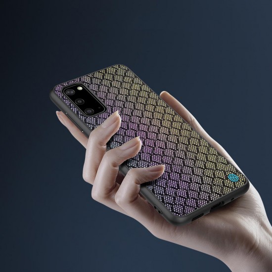 Luxury Luster Twinkle Shield Woven Polyester + PU Leather Hard Back Protective Case for Samsung Galaxy S20 2020