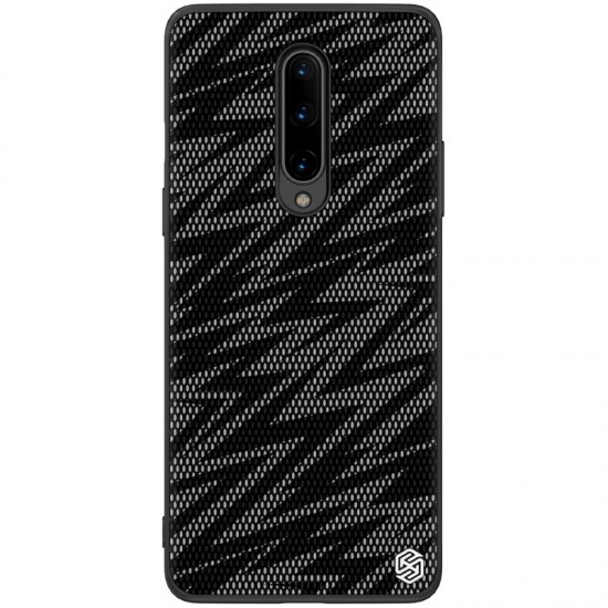 For OnePlus 8 Case Luxury Luster Twinkle Shield Woven Polyester + PU Leather Shockproof Protective Case