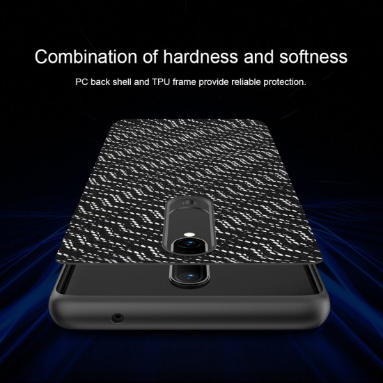 For OnePlus 8 Case Luxury Luster Twinkle Shield Woven Polyester + PU Leather Shockproof Protective Case