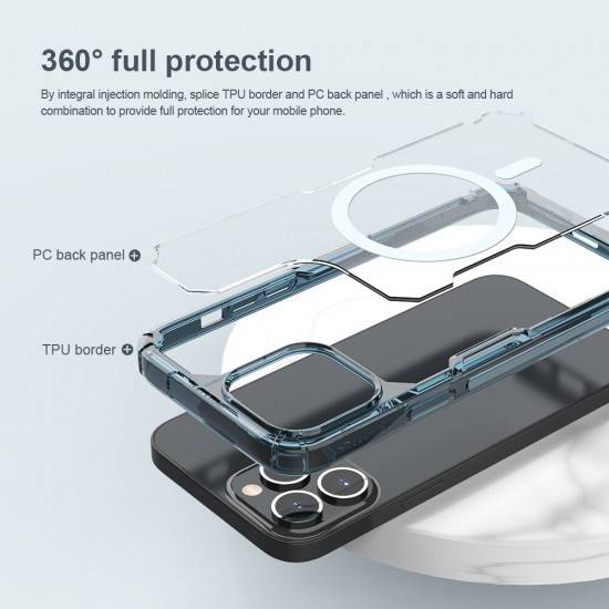 For iPhone 13/ 13 Pro / 13 Pro Max Protective Case Support Magnetic Charging with Airbag Clear Transparent Non-Yellow TPU + PC Shockproof Back Cover