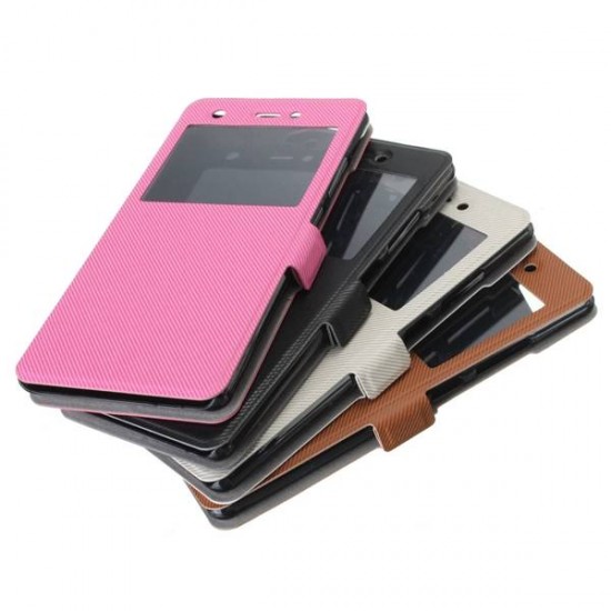 PU Leather Magnetic Flip Stand Window Case Cover Pouch Sleeve For Wiko Pulp 4G