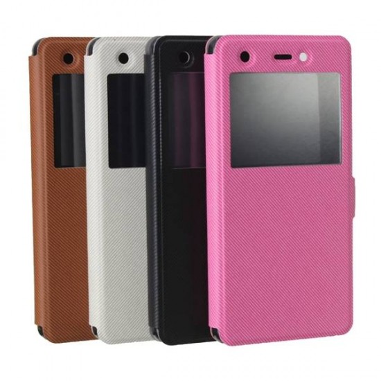 PU Leather Magnetic Flip Stand Window Case Cover Pouch Sleeve For Wiko Pulp 4G