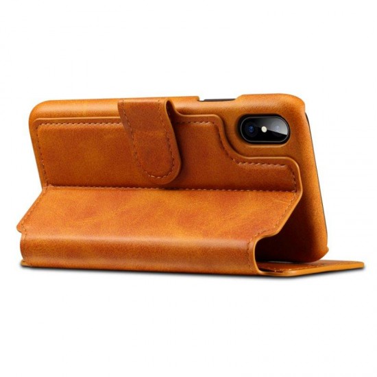 Premium Cowhide Wallet Card Slot Kickstand Case For iPhone X