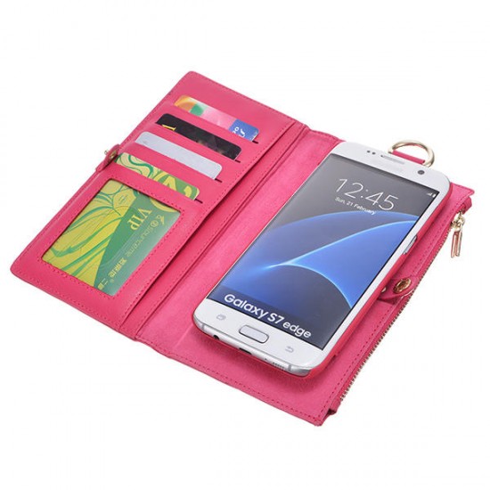 Removable PU Leather Wallet Case For Samsung Galaxy S7 Edge