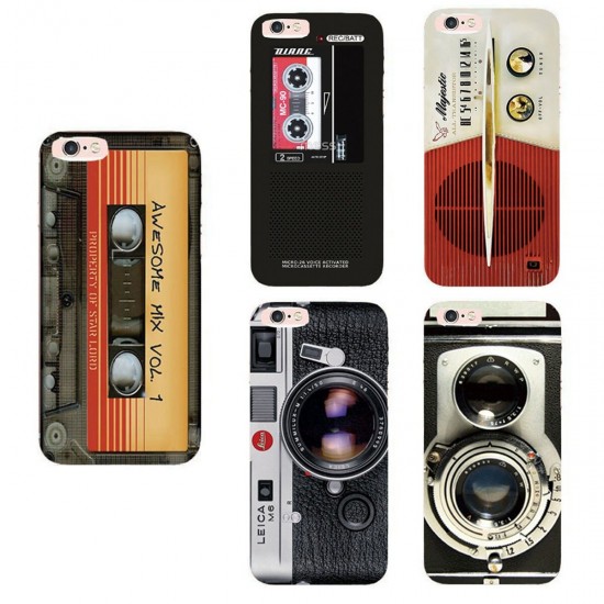 Retro Camera Tape Pattern TPU Shockproof Protective Case Back Cover for iPhone X / XS / XR / 6 / 6S / 7 / 6 Plus / 6S Plus