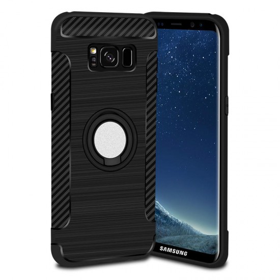 Rotating Ring Grip Holder Carbon Fiber Case For Samsung Galaxy S8 Plus