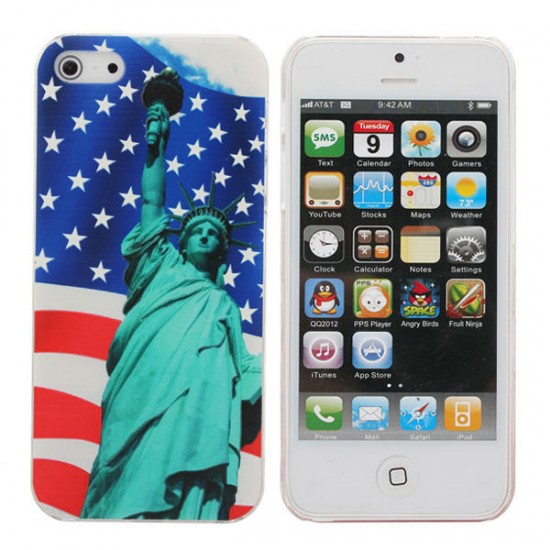 Statue Of Liberty Under The Flag Of US Pattern Hard Case For iPhone 5G